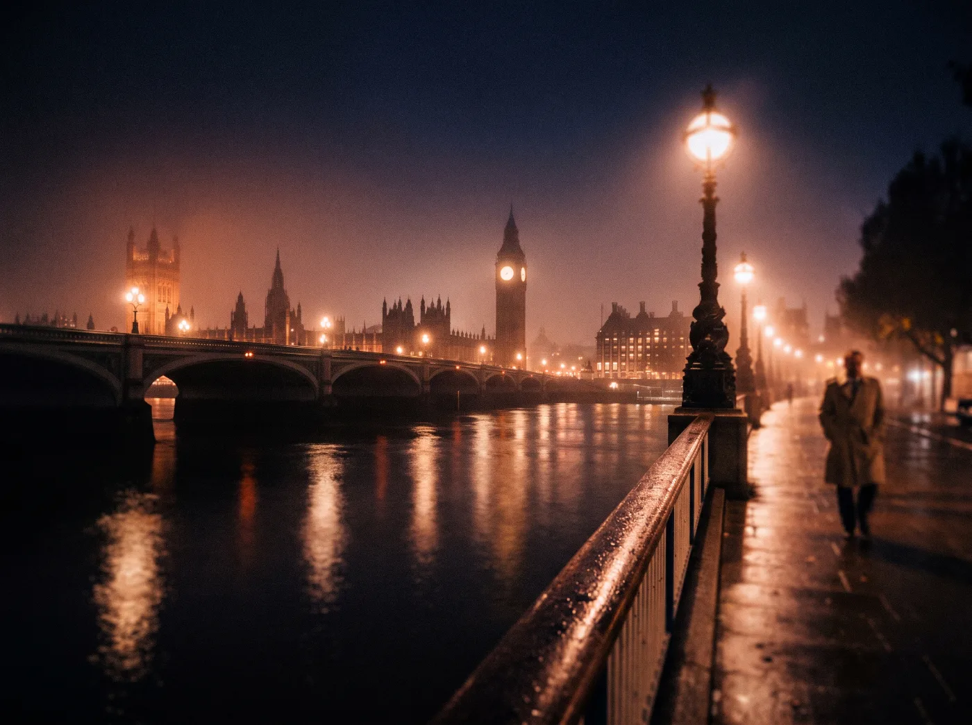 Londres de nuit au bord de la Tamise